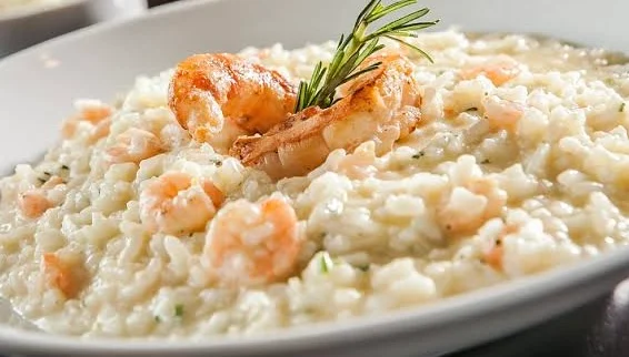 Risotto con camarones